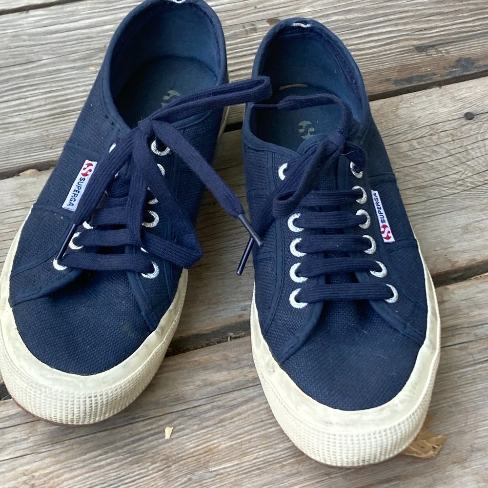 Superga 2750 Cotu Classic Navy Blue Canvas Sneakers Shoes Womens Size 39 /Sz 8